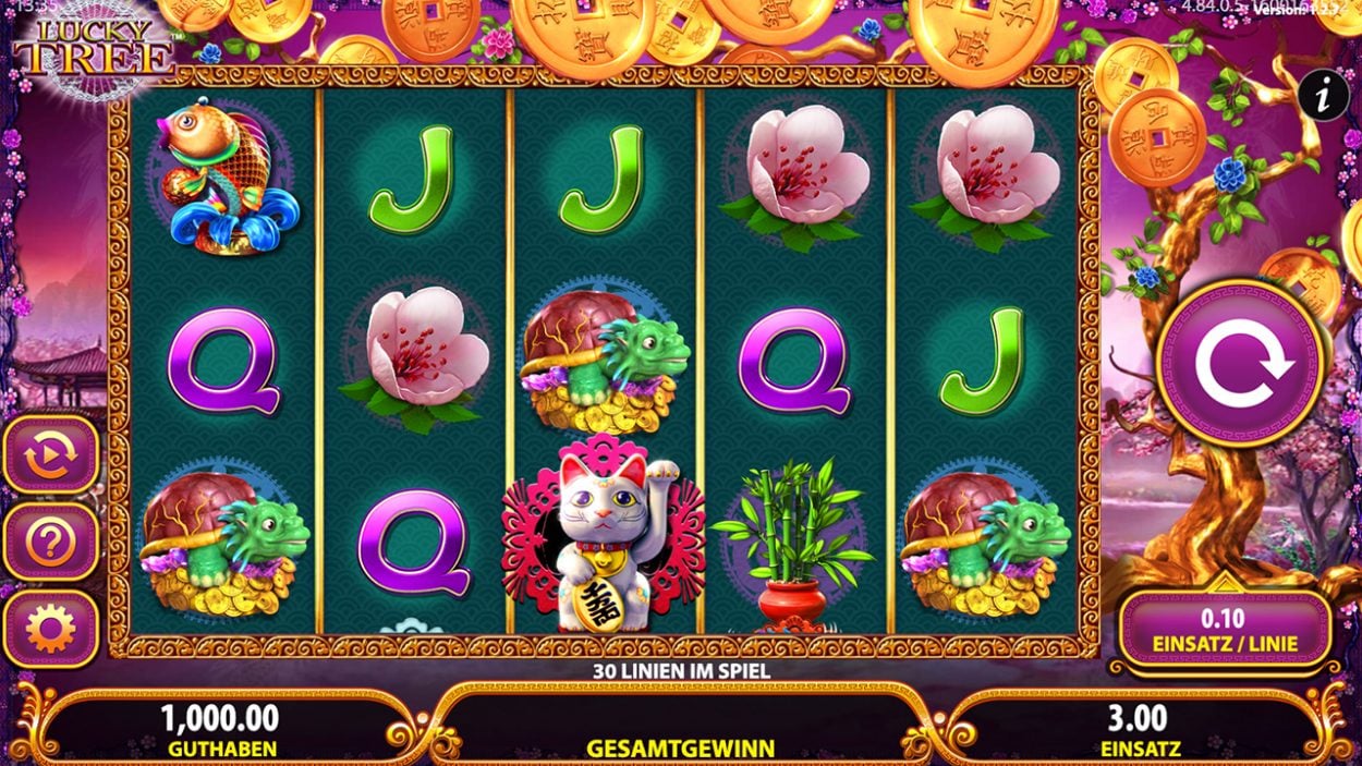 Title screen for Lucky Tree slot game