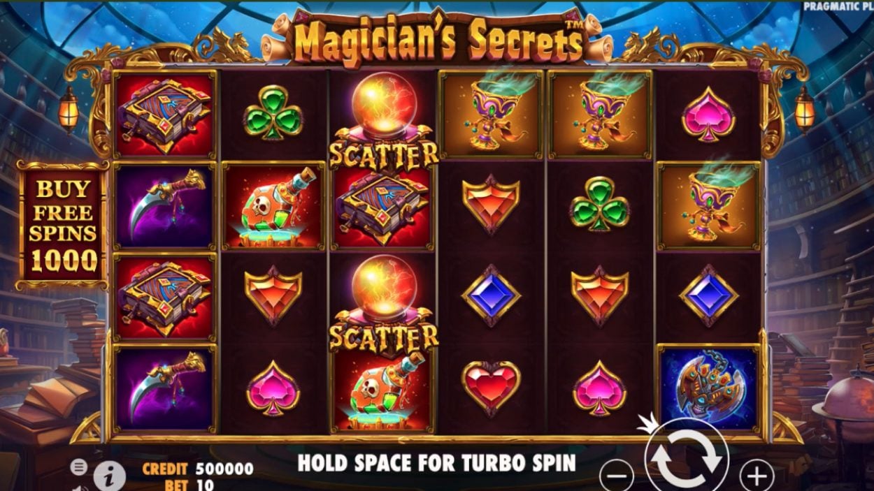 Title screen for Magician's Secret slot game