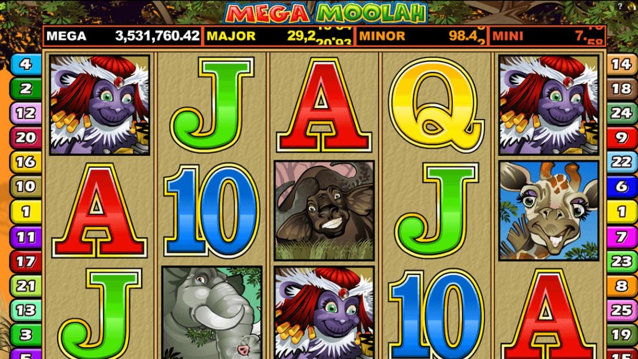 Title screen for Mega Moolah 5 Reel Drive Slots Game