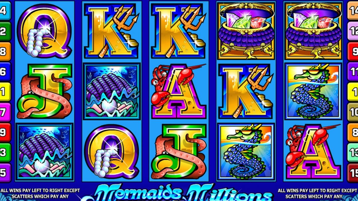 Title screen for Mermaids Millions Slots Game