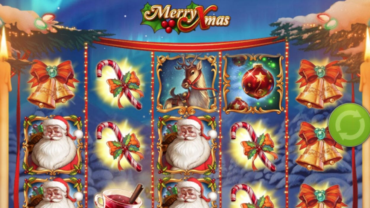 Title screen for Merry Xmas Slots Game