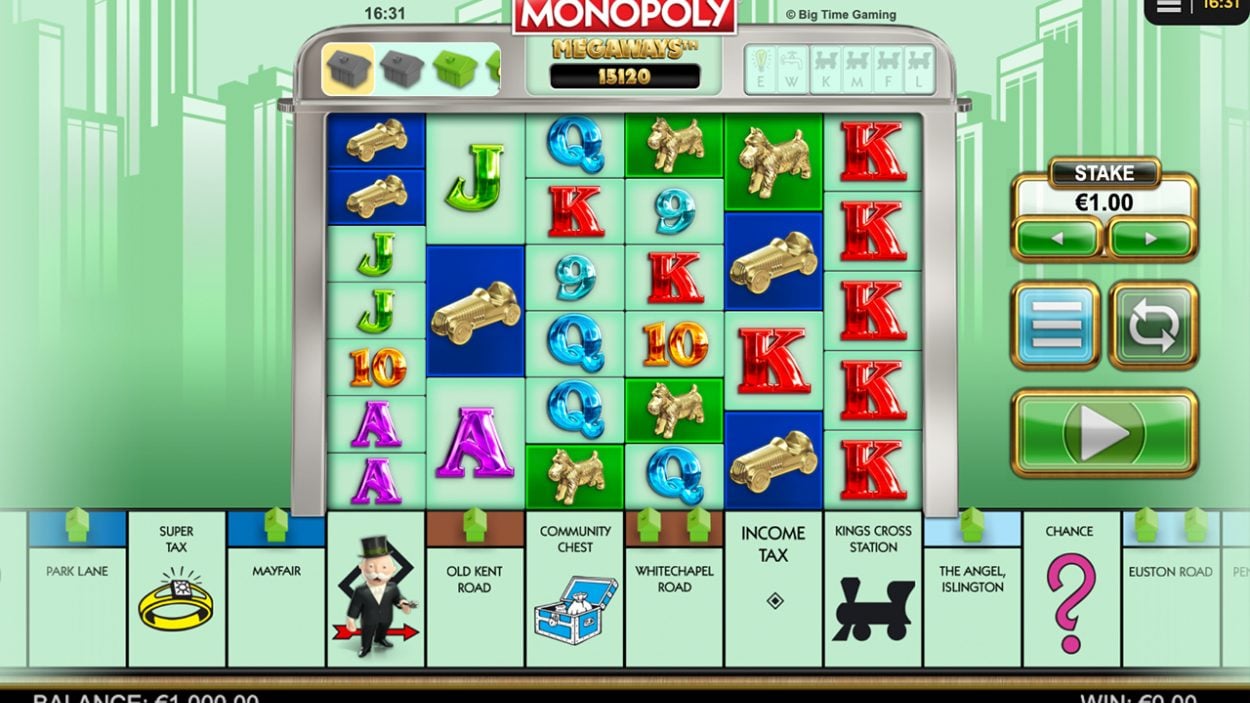 Title screen for Monopoly Megaways slot game