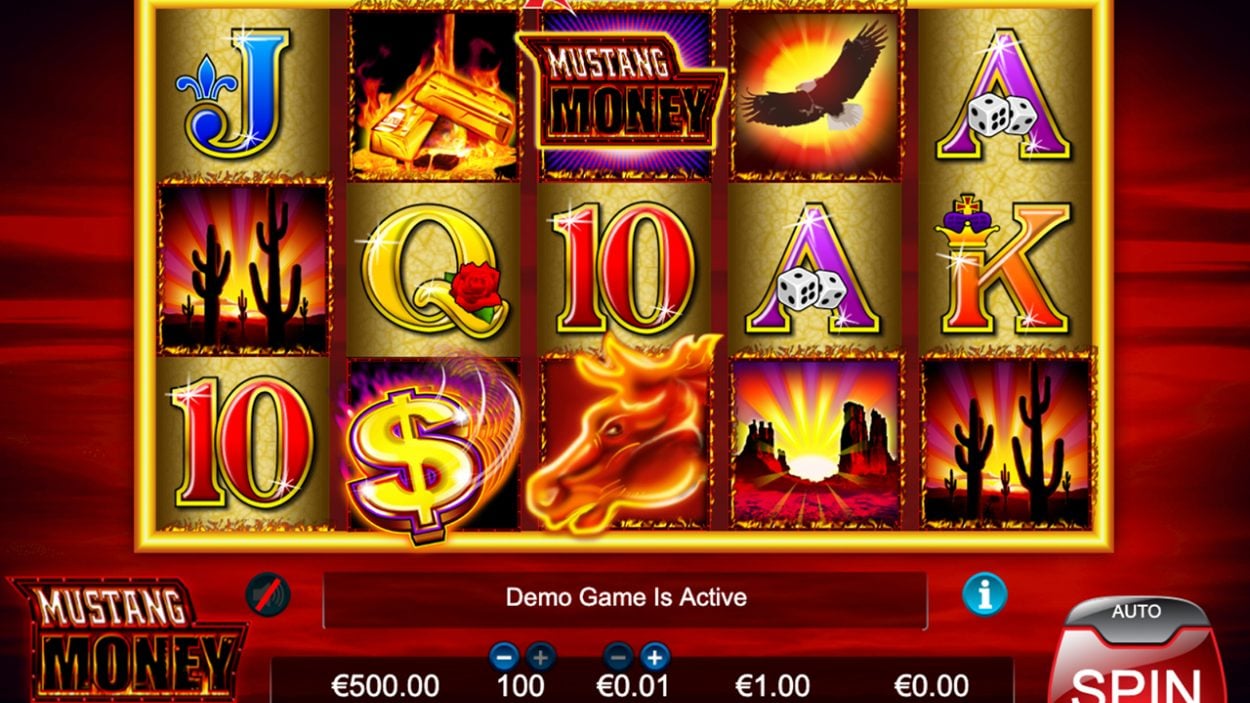 Title screen for Mustang Money slot game