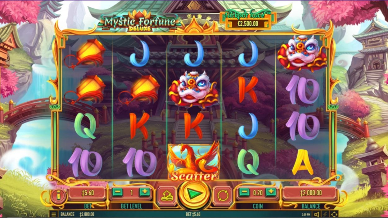 Title screen for Mystic Fortune Deluxe slot game