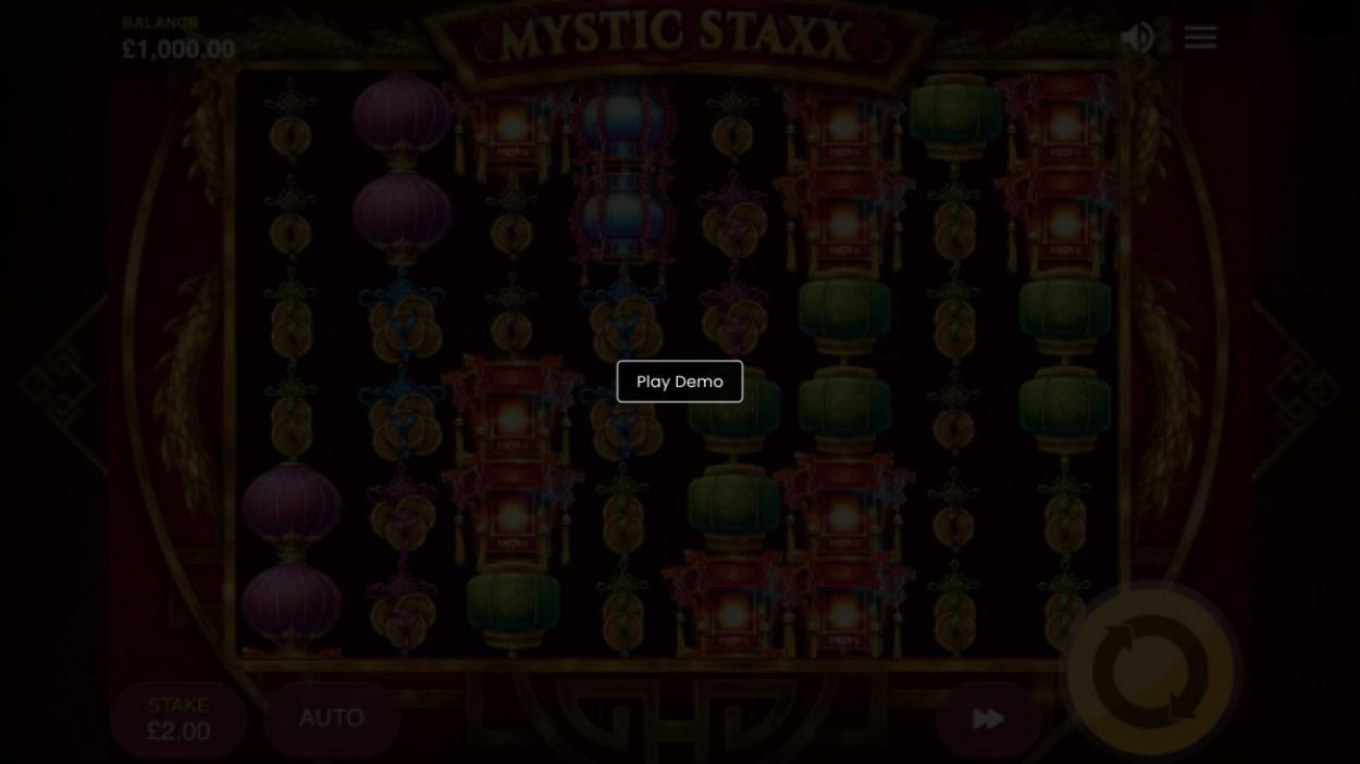 Title screen for Mystic Staxx slot game