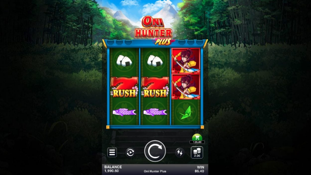 Title screen for Oni Hunter Plus slot game