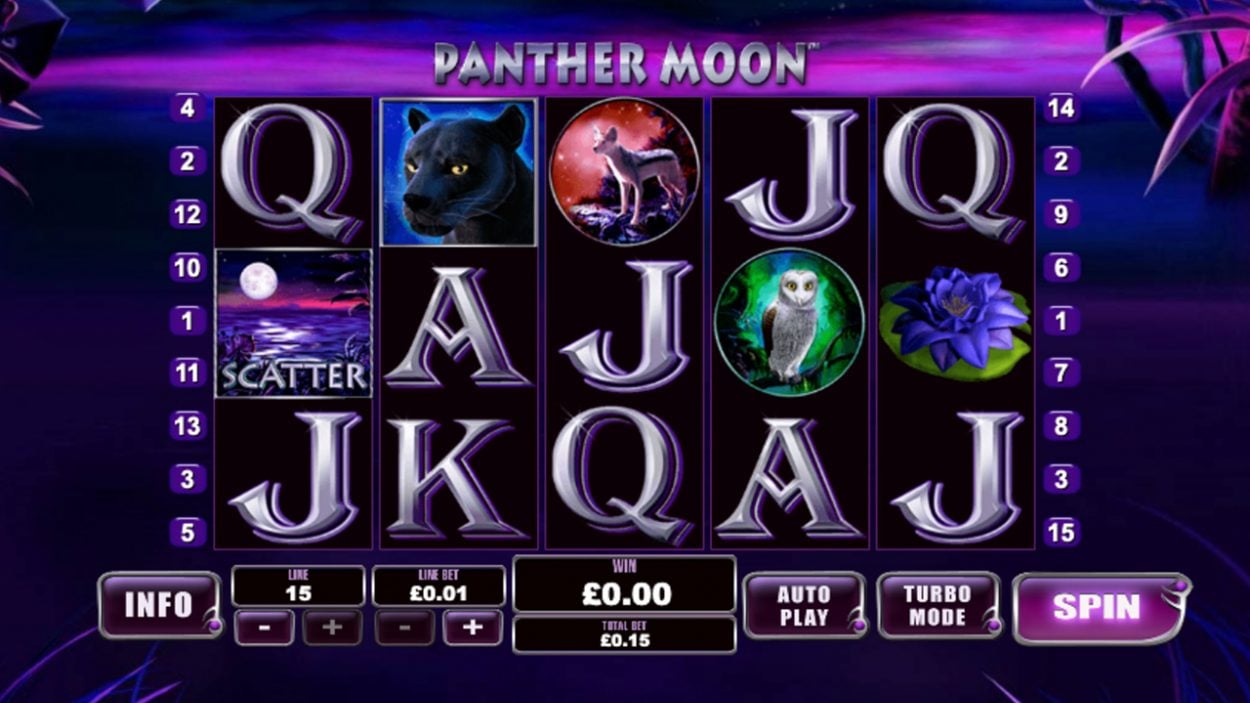 Title screen for Panther Moon slot game