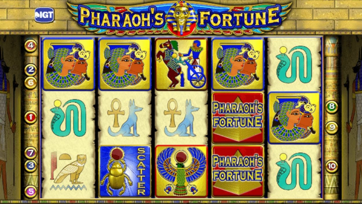 Title screen for Pharaoh's Fortune slot game