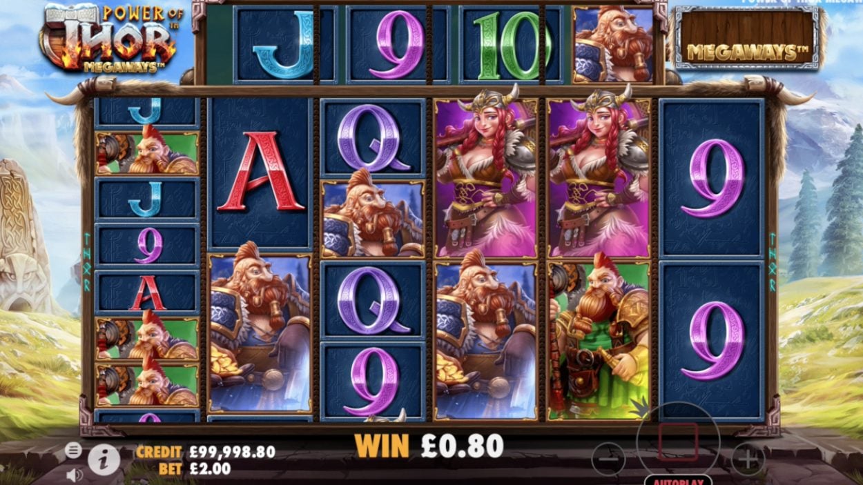 Title screen for Power of Thor Megaways slot game