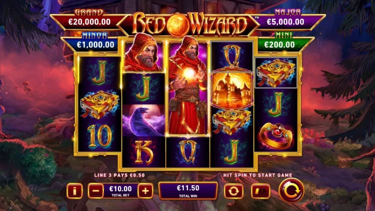 Title screen for Red Wizard slot game