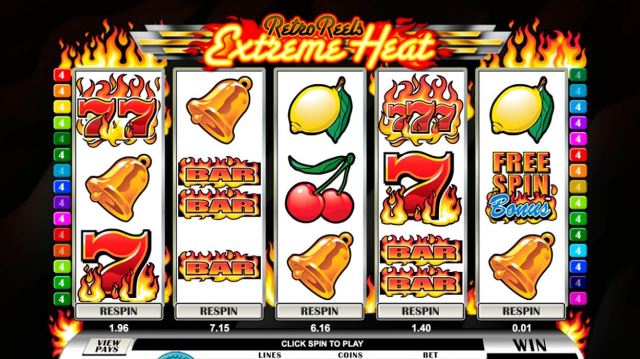 Title screen for Retro Reels Extreme Heat Slots Game