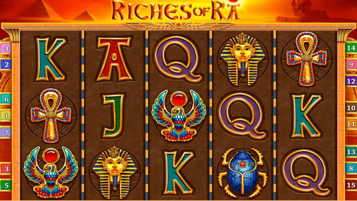 Title screen for Riches Of Ra Slots Game
