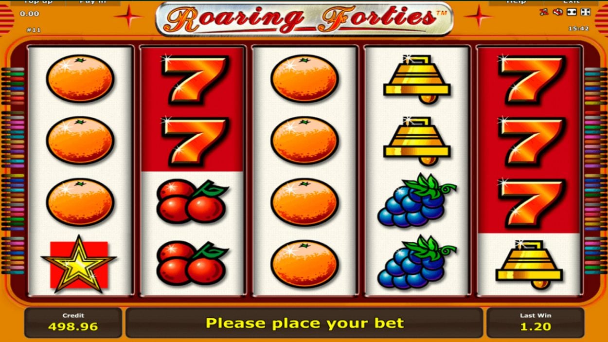 Title screen for Roaring Forties slot game