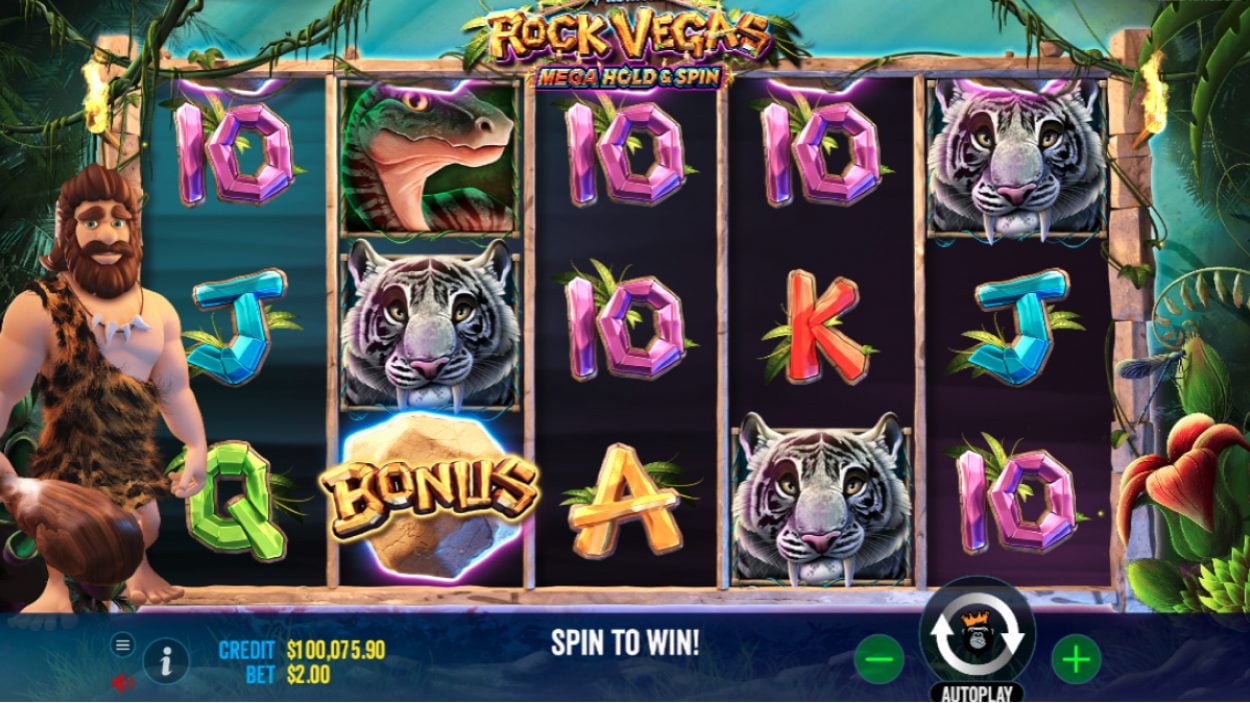 Title screen for Rock Vegas slot game