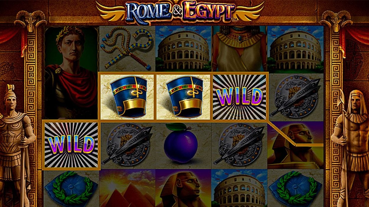 Title screen for Rome And Egypt Slots Game