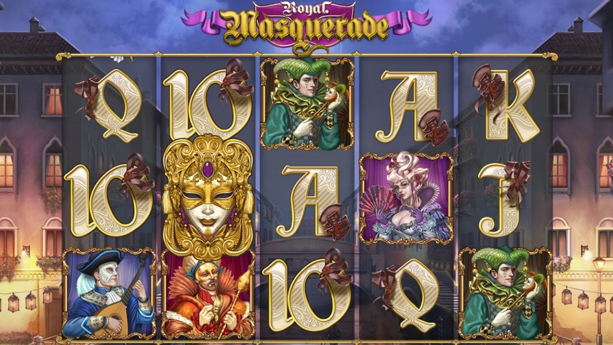 Title screen for Royal Masquerade Slots Game