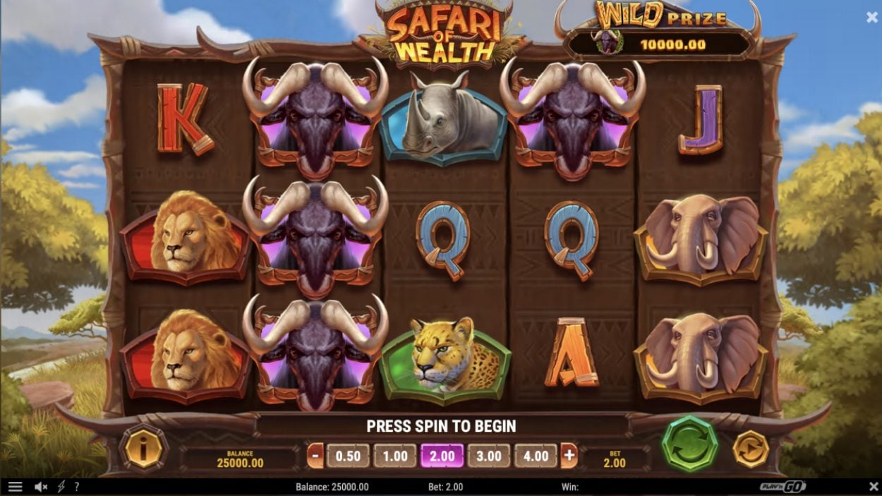 Title screen for Safari of Wealth slot game