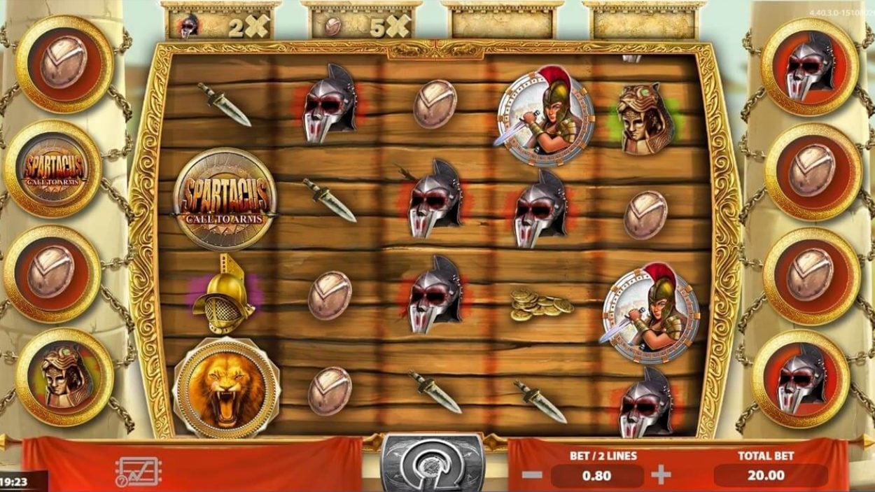 Title screen for Spartacus Call To Arms Slots Game