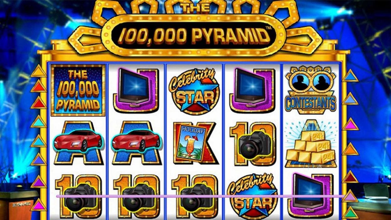 Title screen for The 100,000 Pyramid slot game