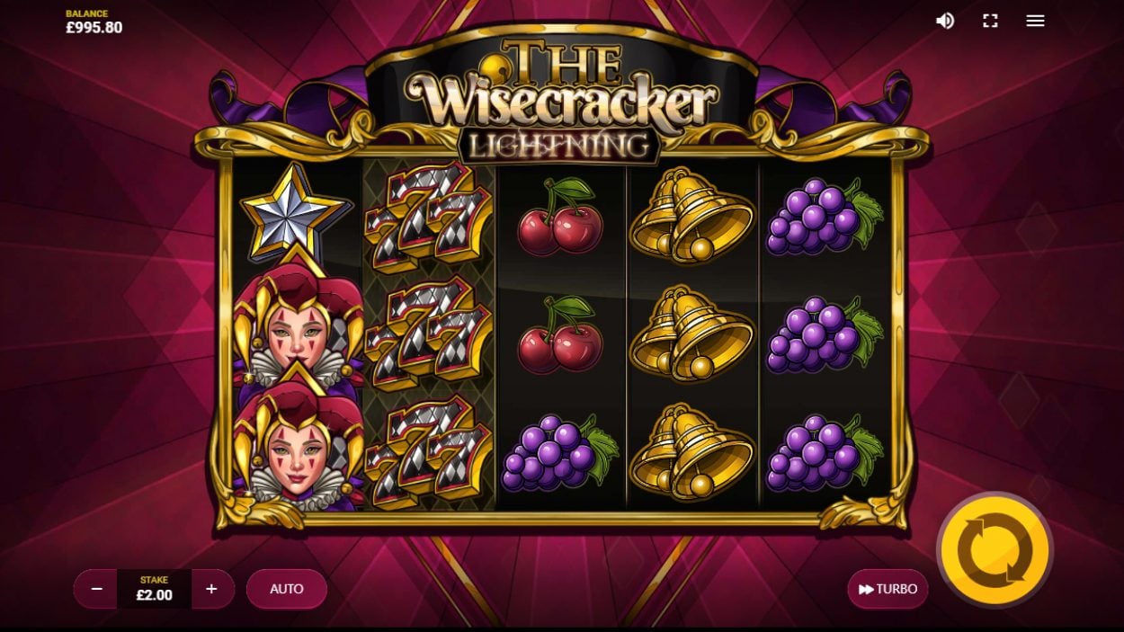 Title screen for The Wisecracker Lightning slot game