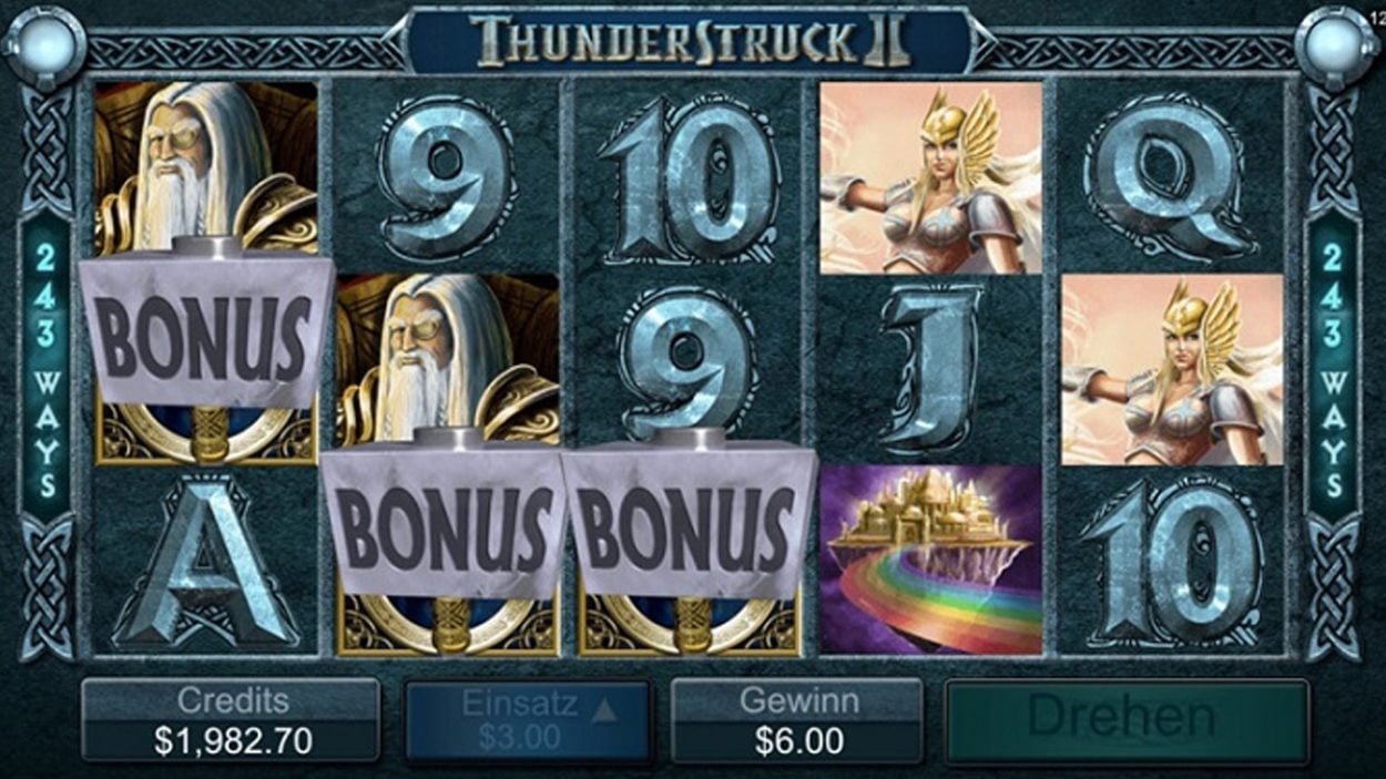 Title screen for Thunderstruck II Slots Game