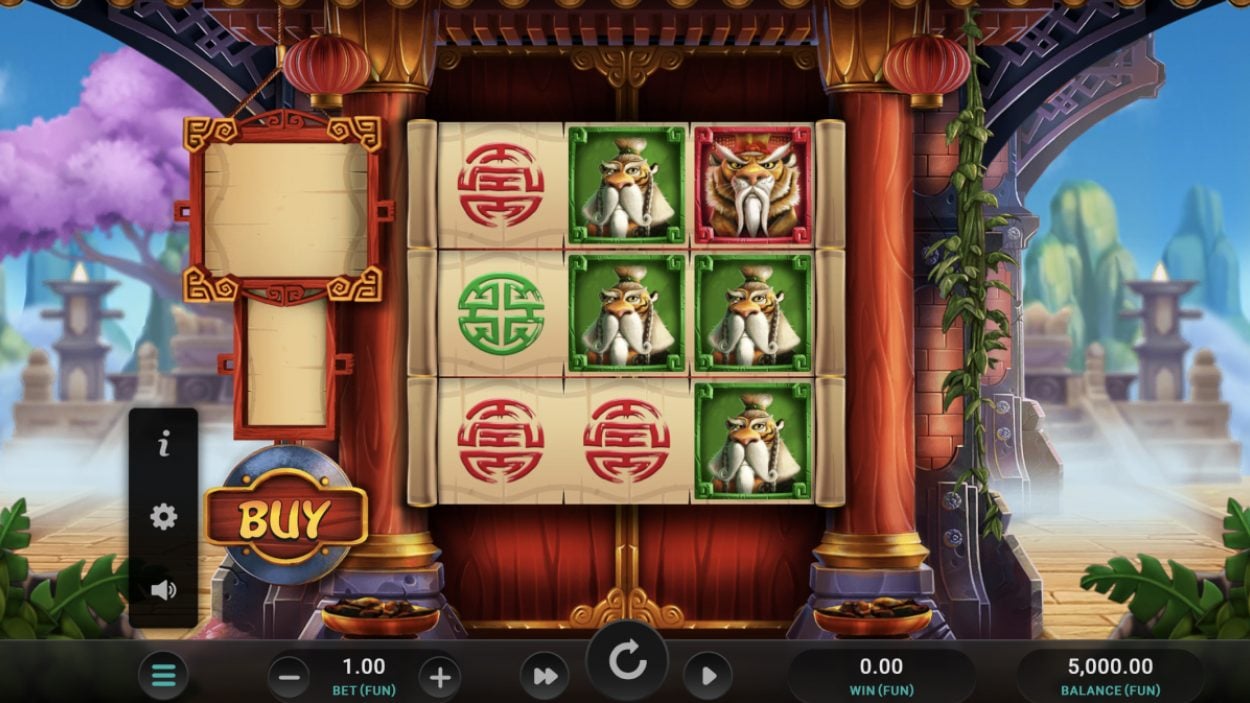 Title screen for Tiger Kingdom Infinity Reels slot game