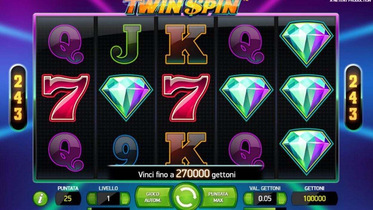 Title screen for Twin Spin Slots Game