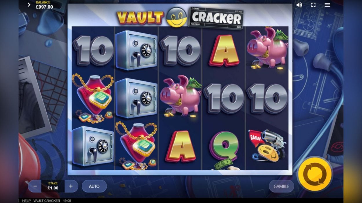 Title screen for Vault Cracker slot game