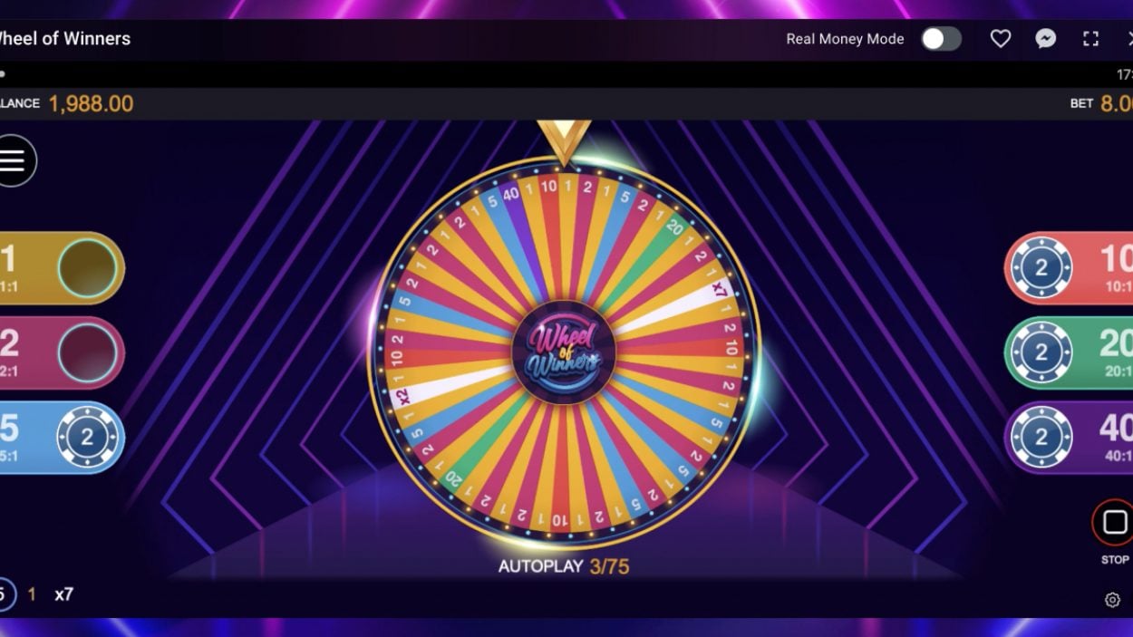 Title screen for Wheel of Winners slot game