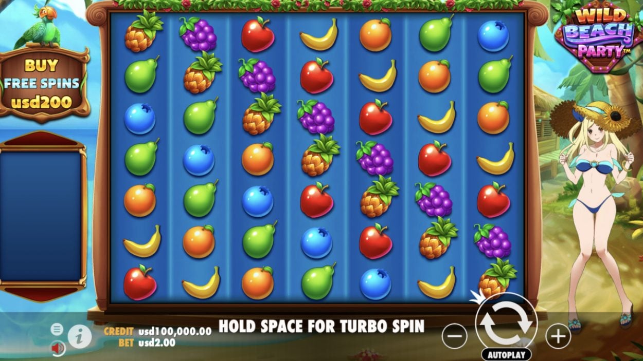 Title screen for Wild Beach Party slot game