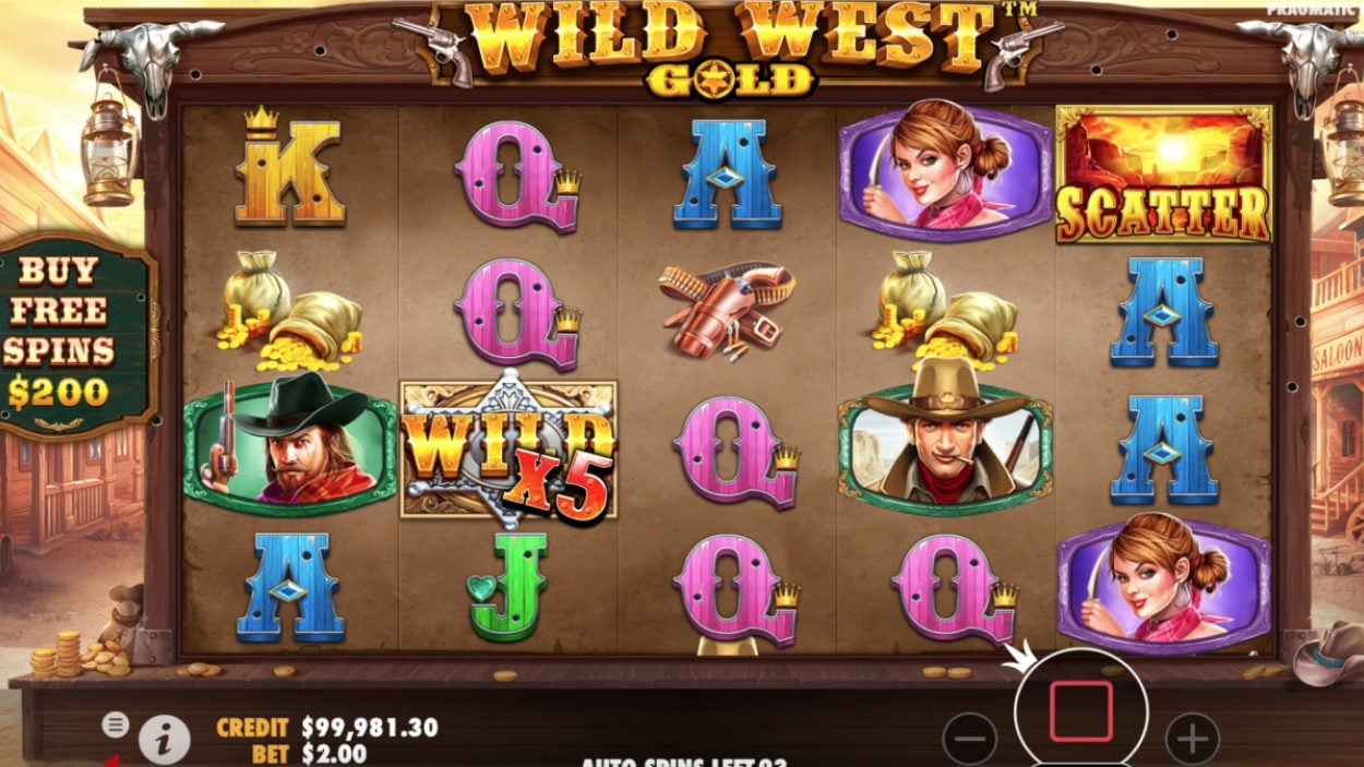 Title screen for Wild West Gold slot game