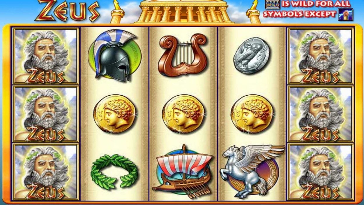 Title screen for Zeus Slots Game