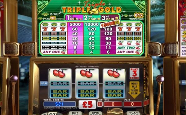 Triple gold paytable